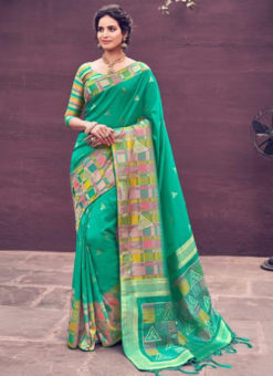 Glorious Green Banarasi Silk Zari Weaving Wedding Saree