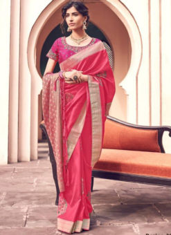 Luxurious Redish Banarasi Silk Zari Weaving Wedding Saree