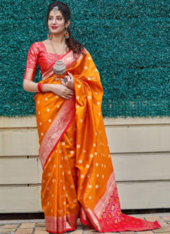 Mustard Banarasi Silk Designer Party Wear Saree