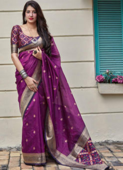 Purple Banarasi Silk Designer Party Wear Saree