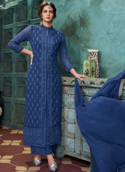 Blue Georgette Lakhnavi Work Designer Palazzo Salwar Suit