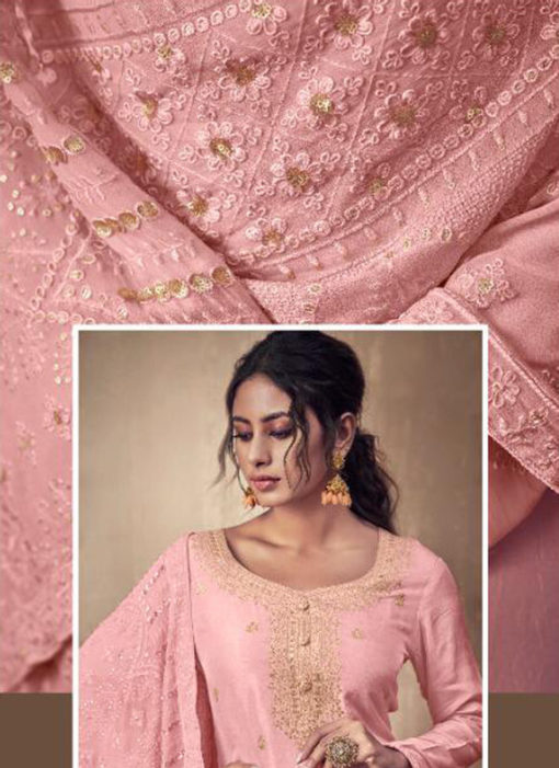 Luxurious Pink  Jacquard Designer Lakhnavi Work Dupatta Salwar Suit