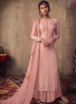 Pink Jacquard Zari And Embroidered Work Designer Salwar Suit