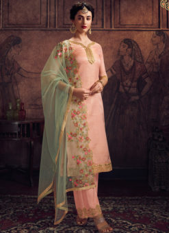 Elegant Pink Jacquard Party Wear Designer Salwar Kameez