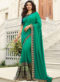 Lovely Dark Green Satin Lace Border Partywear Designer Fancy Saree