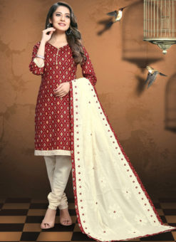 Lavish Maroon Cotton Patola Print Party Wear Designer Salwar Suit