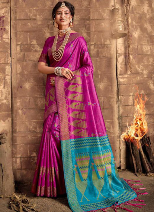 Rani Silk Thread Weaving Designer Traditional Saree