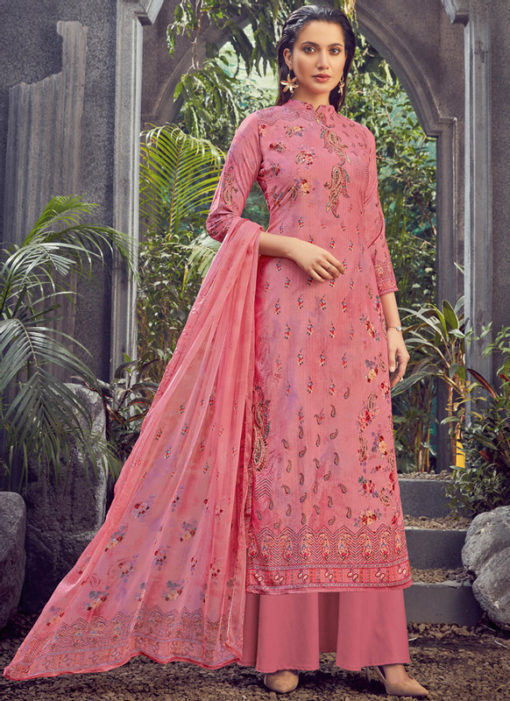 Pink Designer Pure Viscose Velvet Party Wear Salwar Suit