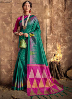 Green Silk Thread Weaving Designer Traditional Saree