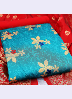 Graceful Sky Blue Banarasi Silk Traditional Wear Zari Work Salwar Suit