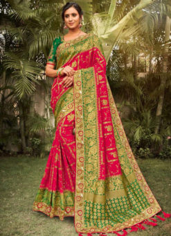 Rani Silk Zari Weaving Wedding Designer Saree