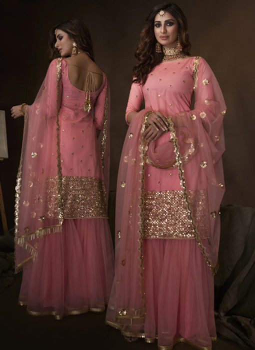 Amazing Pink Net Thread Work Designer Pakistani Suit