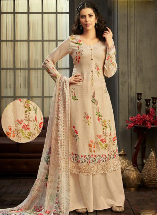 Wonderful Off White Georgette Digital Printed Casual Wear Salwar Suit