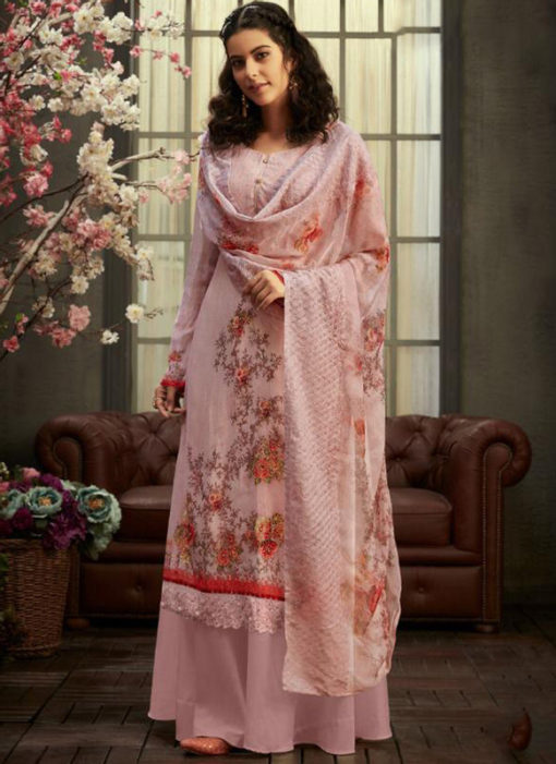 Charming Pink Georgette Digital Printed Casual Wear Salwar Suit