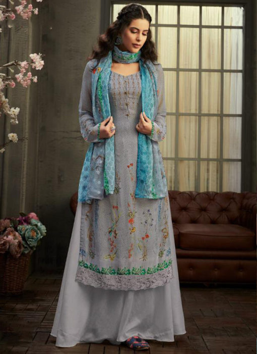 Amazing Lavender Georgette Digital Printed Casual Wear Salwar Suit
