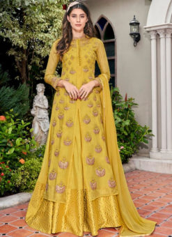 Yellow Tissue Silk  Zari Weaving Designer Salwar Kameez