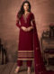 Partywear Designer Embroidered Maroon Faux Georgette Salwar Suit