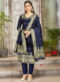 Royale Blue Banarasi Silk Weaving Party Wear Churidar Suit