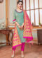 Green Banarasi Silk Zari Weaving Party Wear Churidar Suit