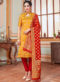 Sea Green Banarasi Silk Zari Weaving Party Wear Churidar Suit