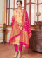 Pink Banarasi Silk Zari Weaving Party Wear Churidar Suit