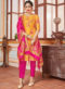 Cream Banarasi Silk Zari Weaving Party Wear Churidar Suit