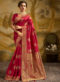 Rust Jacquard Silk Zari Weaving Designer Wedding Saree