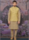 Miraamall Golden Banarasi Silk Festival Wear Embroidery Karta Pajama With Jacket