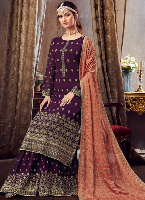 Party Wear Georgette Embroidered Work Designer Palazzo Suit