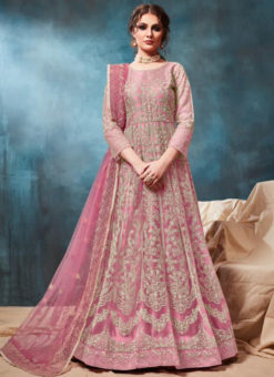 Designer Net Embroidered Work Wedding Anarkali Suit