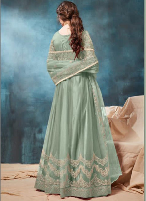 Designer Net Embroidered Work Wedding Anarkali Suit