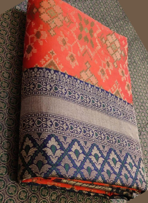 Charming Orange Silk Thread Weaving Traditional Designer Saree