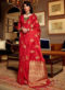 Luxurious Maroon Satin Silk Zari Weaving Wedding Saree