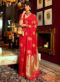 Appealing Maroon Satin Silk Zari Weaving Wedding Saree