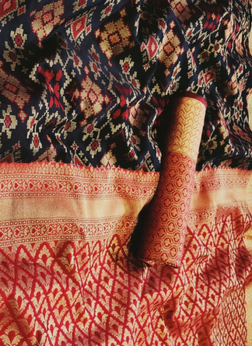 Elegant Black Silk Thread Weaving Traditional Designer Saree