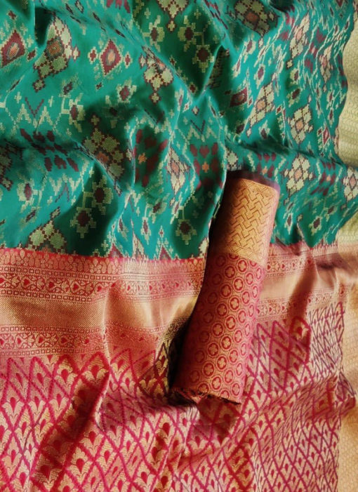 Amazing Bottel Green Silk Thread Weaving Traditional Designer Saree