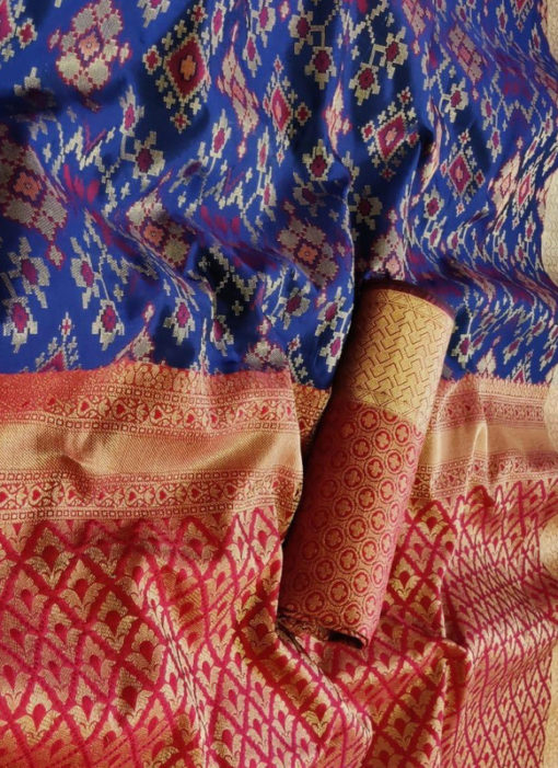 Elegant Royale Blue Silk Thread Weaving Traditional Designer Saree