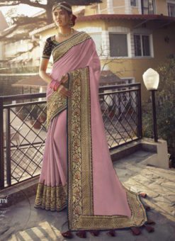 Lavish Lavender Tusser Silk Zari Weaving Wedding Saree