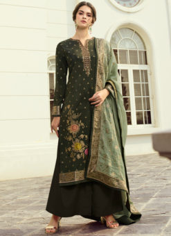 Zari Work Bottel Green Viscose Designer Party Wear Salwar Suit