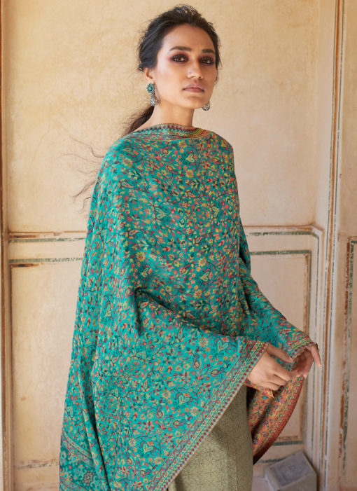 Beige Jam Cotton Printed And Embroidered Designer Salwar Kameez