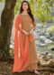 Classic Orange Embroidered Work Designer Chanderi Silk Salwar Suit