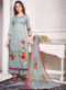 Green Jam Satin Embroidered And Printed Party Wear Salwar Suit
