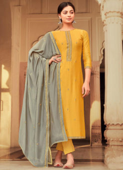 Haldirasam Yellow Embroidered Work Designer Salwar Suit
