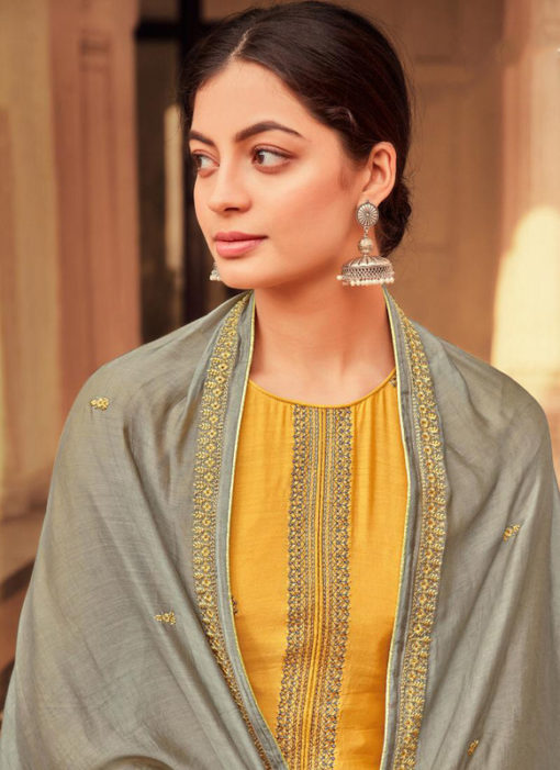 Haldirasam Yellow Embroidered Work Designer Salwar Suit