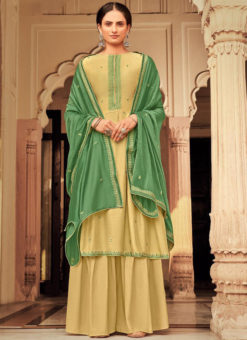 Lemon Yellow Designer Viscose Embroidered Work Party Wear Salwar Suit