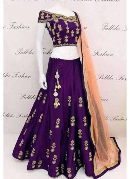 Tapeta Silk Purple With Codding Embroidery Work Designer Lehenga Choli