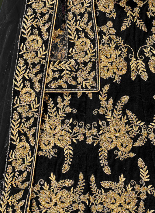 Embroidered Work Party Wear Black Velvet Anarkali Suit