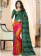 Green And Maroon Silk Handmade Bandhej Work Traditional Saree