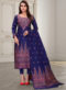 Regular Designer Embroidery Blue Silk Salwar Suit