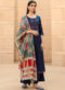 Fetching Blue Cotton Embroidered Work Designer Palazzo Suit